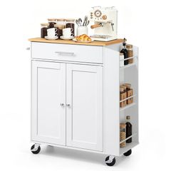Kitchen Island Cart with Storage Mobile Rolling Storage Island on Swivel Wheels with Drawer