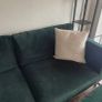 Dark Green Velvet Sofa & Footstool Image 4