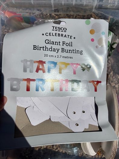 Box of party stuff