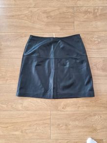 Ted Baker Black Leather Mini Skirt Size 2 UK10