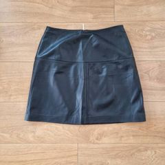 Ted Baker Black Leather Mini Skirt Size 2 UK10