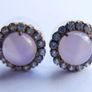 Vintage  Sterling Silver 925 Gold Plated Moonstone agate Earrings 2,6g Image 3