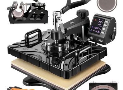 BRAND NEW 6 In 1 Heat Press Machine 800W 12 X 15 Inch Black & Blue 360 Degree Rotation Design Digital LED Transfer Printing for Mug