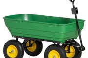 125 Litre Large Garden Cart Heavy Duty 4 Wheel Trolley Dump Wheelbarrow Tipping Truck Trailer - Green