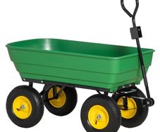 125 Litre Large Garden Cart Heavy Duty 4 Wheel Trolley Dump Wheelbarrow Tipping Truck Trailer - Green