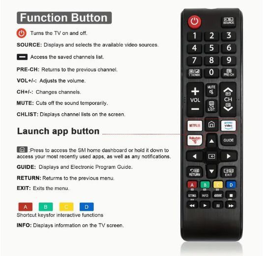 Remote Control BN59-01315B Replacement For Samsung TV 4K UHD QLED Smart TV