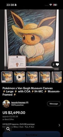Pokemon Canvas Eve Numbered rare with coa open to trades