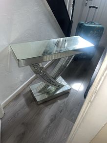 mirrored glass console table