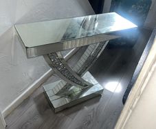 mirrored glass console table