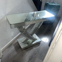 mirrored glass console table