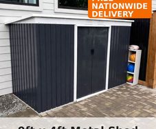 9ft x 4ft Metal Garden Storage Shed Tool House with Sliding Door