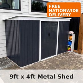 9ft x 4ft Metal Garden Storage Shed Tool House with Sliding Door