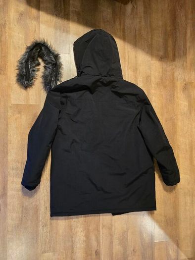 Primark Jacket Mens Medium Black Hooded Faux Fur Parka Winter Coat Warm Lined