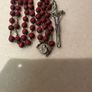 Vintage red wooden Padre Pio wooden rosary beads Image 3