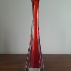 Mid Century Murano Art Glass Vase orange/red