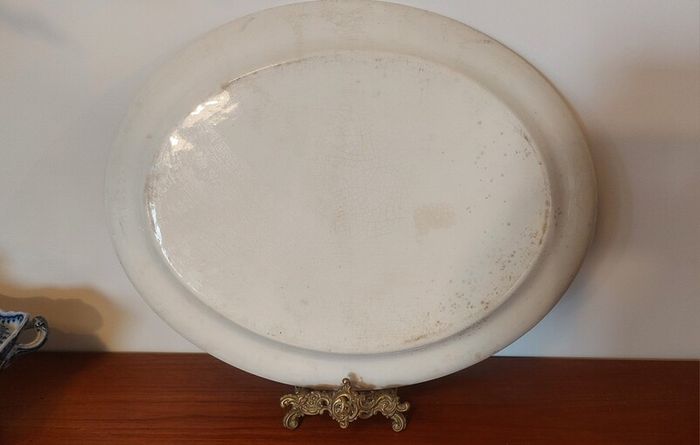 Beautiful Antique Blue and White Transferware Willow Pattern Large Oval Platter, Unknown Maker, Probably Staffordshire-Made