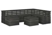 8 Piece Garden Pallet Lounge Set Solid Pinewood Dark Grey