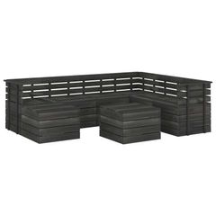 8 Piece Garden Pallet Lounge Set Solid Pinewood Dark Grey