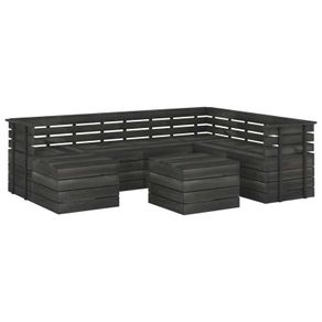 8 Piece Garden Pallet Lounge Set Solid Pinewood Dark Grey