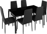 main image for ad _Dining Room Set with Dining Table and 6 Dining Chairs. Durable Faux Leather. Robust Table Top Made of Safety Glass