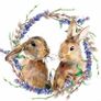 Easter spring brown bunnies in purple wreath decorative pillar candle centerpiece home table decor Image 4