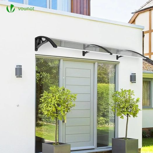Front Door Canopy Outdoor Awning, Rain Shelter for Back Door, Porch, Patio, Window, 200 x 80 cm, Black