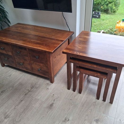 Nest of 3 walnut tables
