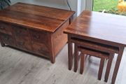 Nest of 3 walnut tables