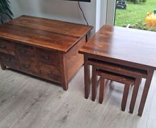 Nest of 3 walnut tables