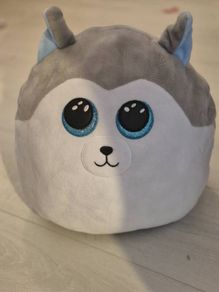 TY toys 22cm Squishmallow  Boo Slush  Husky Dog Plush Gray W/Blue Glitter