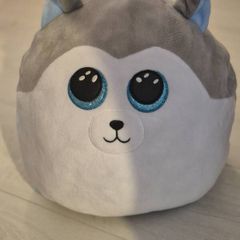 TY toys 22cm Squishmallow  Boo Slush  Husky Dog Plush Gray W/Blue Glitter