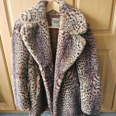 Replay Leopard Print Faux Fur Coat