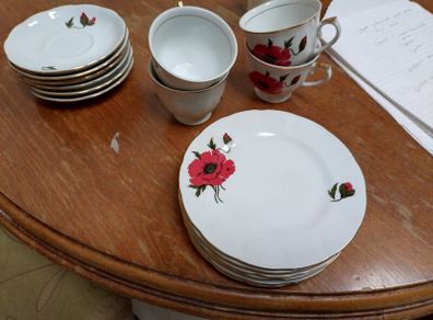 Ironstone Washington pottery hanley England, 5 tea cups and saucers