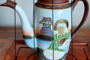 Japanese Ceramic Satsuma Moriage Coffee Set