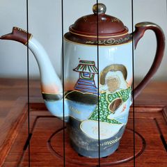 Japanese Ceramic Satsuma Moriage Coffee Set