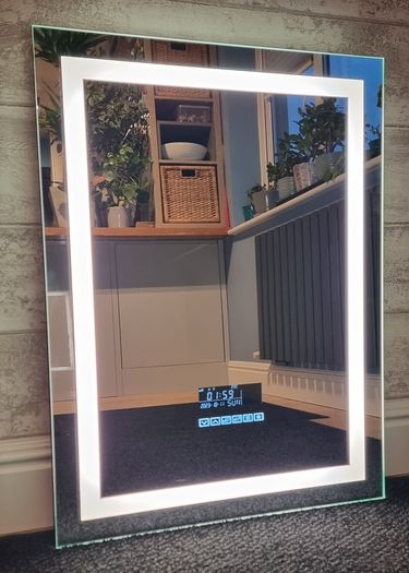 LED Bathroom Mirror Bluetooth Speakers Antifog Demister Makeup Control Panel Date Temperature Ensuite Illuminated Dual LED Touch Switch
