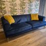 Navy velvet sofa and love arm chair Image 4