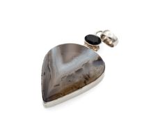 Vintage 925 Sterling Silver Dendritic Agate & Smoky Quartz Pendant