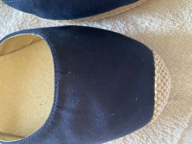 Navy Low Wedge Espadrille Sandals. EU 41/UK 8