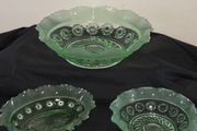 Collection of Art Deco Green Glass Scalloped Edge Bowls