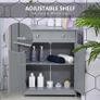 75x60cm Freestanding Bathroom Storage Cabinet Unit w/ 2 Drawers Cupboard Adjustable Shelf Metal Handles Traditional Style Grey Image 5