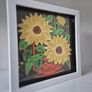Beautiful sunflowers in vase shadow box frame perfect present Image 2