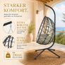 Hanging Egg Chair with Stand  Foldable Poly Rattan Swing Chair with Cushions Image 5