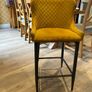 Velvet Barstool Set of 4 (2 Yellow Mustard and 2 grey) Image 2