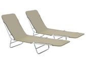 Folding Sun Loungers 2 pcs Steel and Fabric Taupe