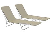 Folding Sun Loungers 2 pcs Steel and Fabric Taupe