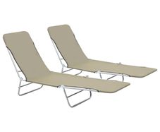 Folding Sun Loungers 2 pcs Steel and Fabric Taupe