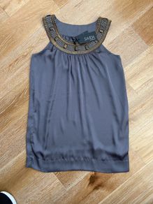 Brand New Savida Grey Bead Satin Dress Size 12