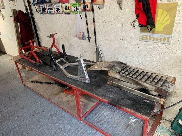 Motorcycle work bench loading ramp 3 padduch stand