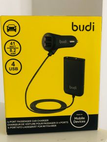 Budi Car Charger  with 4Usb Extension 41W Compatible with Tablet/Smartphones
